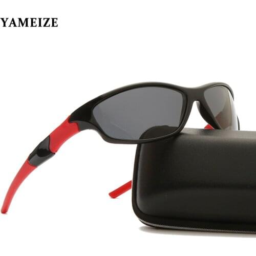 YAMEIZE Men Polarized Sunglasses Outdoor Sport Goggles Driver Shades Vintage Square Sun Glasses Night Vision Oculos De Sol