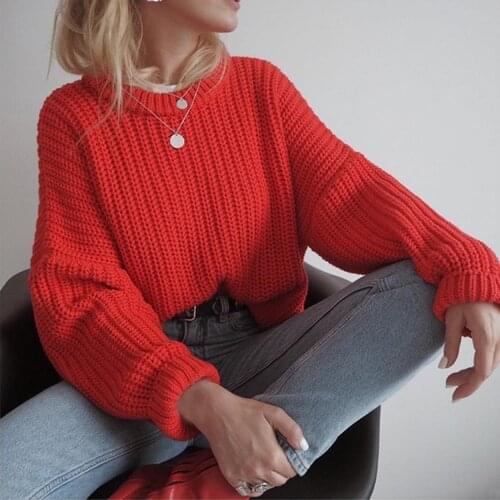 Women O-neck Loose Knitting Sweater Autumn Winter Solid Long Sleeve Striped Sweaters Women Casual Warm Pullover Jumpers