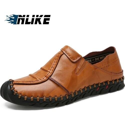 INLIKE Fashion Brand Men Shoes Luxury Men Cow Leather Shoes Casual Men Shoes Male Leather Shoes Slip On Men Loafers