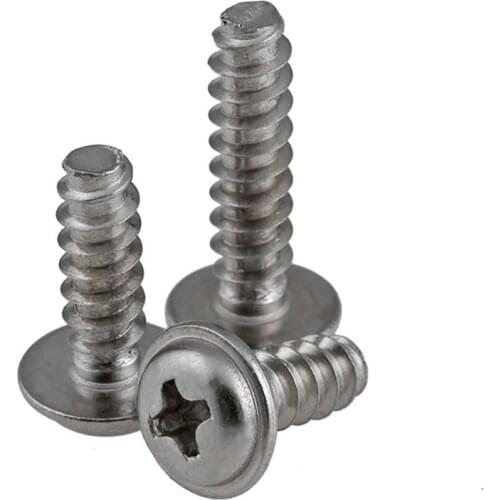 Stainless Steel Round Head Philips Screws Flat Tail Self Tapping Screw Pan Head With Washer Screws M2 M2.2 M2.6 M3 M4