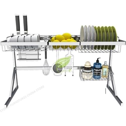 High Capacity Support Rack Kitchen Organizer Shelf Sink Sponge Holder Stainless Steel Sink Rack Pan Organizer Dish Rack Drainer