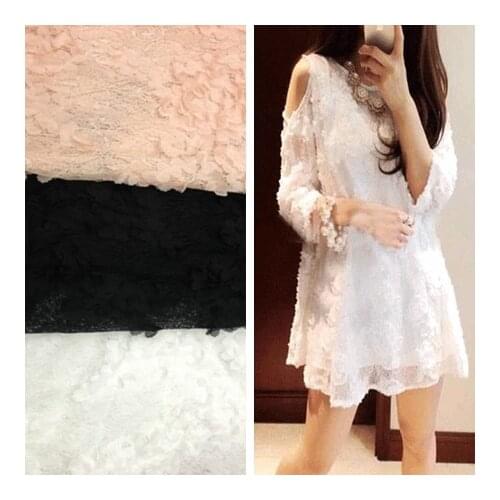 High quality Ultra soft lace fabric 3d flowers chiffon lace one-piece dress outerwear fabric 135cm wide diy clothes accessories
