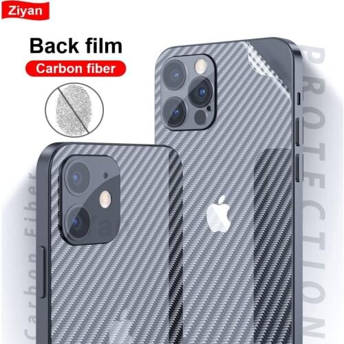 Carbon Fiber Back Film For iphone 12 Mini 11 Pro XR X XS Max 7 8 6 6S Plus Phone Sticker Clear Anti-fingerprint Screen Protector