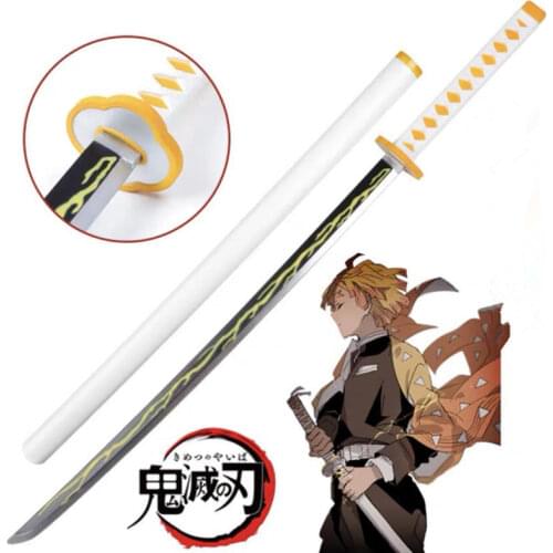 1:1 Anime Kimetsu no Yaiba Sword Weapon Demon Slayer Agatsuma Zenitsu Cosplay Sword Ninja Knife PU toy 104cm