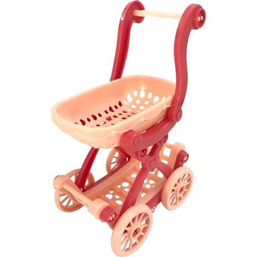 NK 1 Pcs Doll Stroller Trolley Baby Shopping Cart Furniture Toys For Barbie Doll Friend Kelly Doll 1:12 Accessories Gift Toy 8X