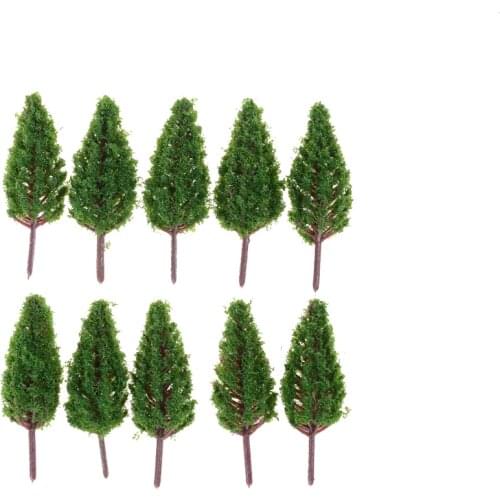 10Pcs/Set Plastic Trees Model For Railroad House Park Street Layout Green landscape Scene Scenery 68mm Wholesale