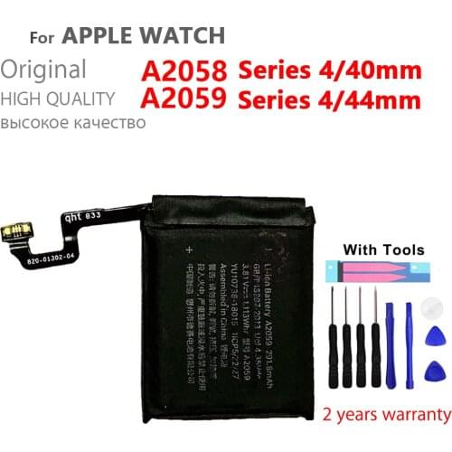 100% Genuine Replacement A2058 A2059 For APPLE Watch Series 4 A2058 40mm A2059 44mm Watch Batteries With Gift Tools