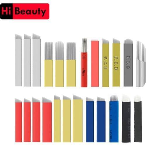 100PCS Disposable Permanent Makeup Needles Blades For Eyebrow Lips Needles Manual Permanent Makeup Embroidery Tattoo Needles
