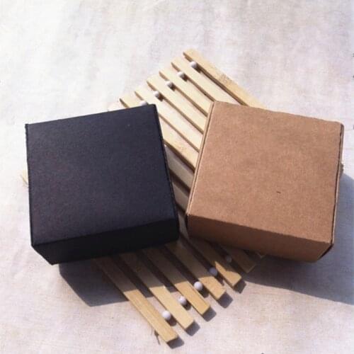 100pcs/lot-6.4*6.4*2.8cm Blank Kraft Paper Box DIY Craft Gift Package Boxes For Jewelry Candies Handmade Soap Storage Boxes