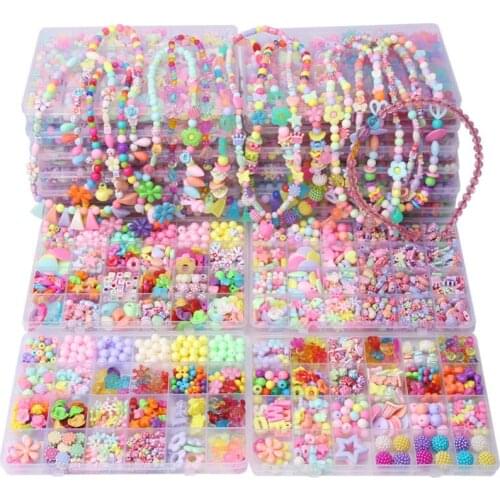 2Box Diy Beads Toys for Children Handmade Necklaces Bracelets Jewelry Making Beads Kit Set Educational Toys perles pour enfant