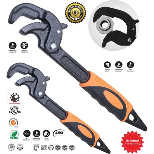 2 Pack Adjustable Wrench Quick Multi-function Self-Adjusting Spanner Power Grip Pipe Wrench 0.6”-2.4”/14mm-60mm