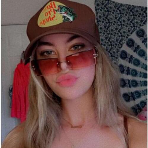 2021 Metal Frame Decorative Sunglasses Women Vintage Square Lens Rimless Sun Glasses Female Pattern Geometric Eyewear UV400