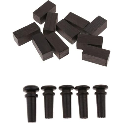 5pcs Blackwood Endpin/10pcs Square Wood Block For Violin Luthier Supply