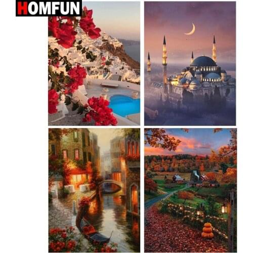 HOMFUN 5D DIY Full Diamond Embroidery "beautiful scenery" Diamond Painting Cross Stitch Rhinestone Home Decoration