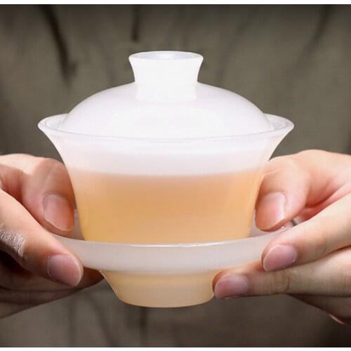 White Jade Porcelain Cover Bowl China Style Health Care Kungfu Teaset Heat Resistant Tea Household Transparent Teacup