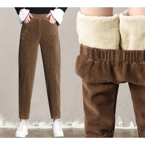 Korean Loose High Waist Trousers Plus Size Autumn Winter Corduroy Harem Pants Women Fashion Thickening Casual Ladies' Pants