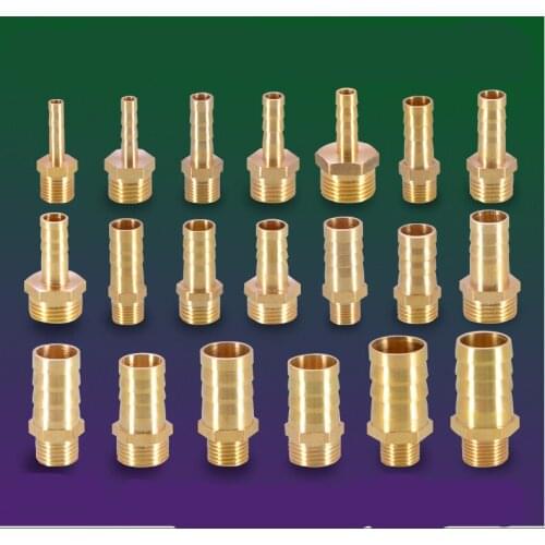 BSP Male Connector Joint Brass Pipe Fitting 4/6/ 8/10/12/19mm Hose Barb Tail 1/8" 1/4" 1/2" 3/8" Copper Coupler Adapter