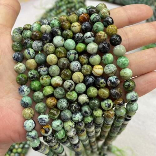 6/8/10mm Genuine Natural Variscite Stone Beads For Jewelry Making Round Loose America Green Variscite Stone Bead DIY Strand 15
