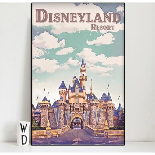 Disneyland Paris Poster And Print Cartoon Mickey Mouse Canvas Painting Wall Art Picture Home Living Kids Room Decoration Mural