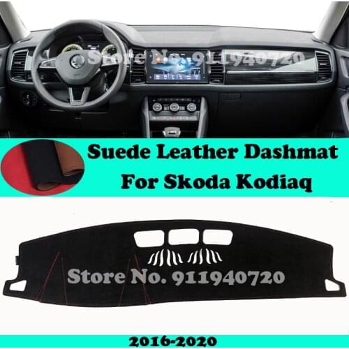 For Skoda Kodiaq 2016 2017 2018-2020 Suede Leather Dashmat Dashboard Cover Pad Dash Mat Carpet Car-Styling Accessories LHD RHD
