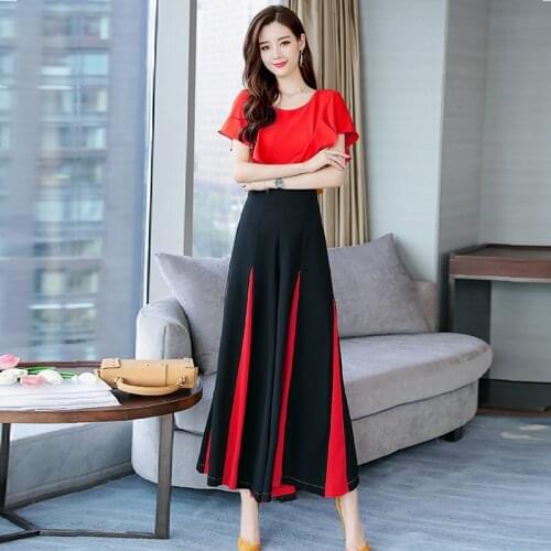 Elegant Jumpsuits For Women 2019 Summer Loose Jumpsuit Flared Trousers Women Casual Long Pants Overalls In Red Black AA4722