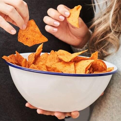 Enamel Bowl Popcorn Potato Chips Fruit Ice Cream Snack Bowls Breakfast Cereal Food Container Salad Noodle Rice Kitchen Tableware