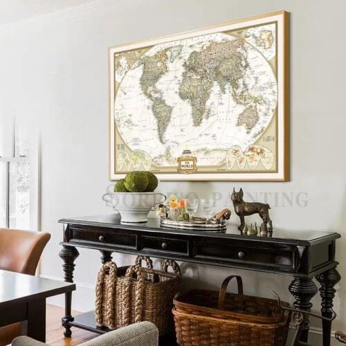 Canvas Painting Wall Art European Retro World Map Prints Pictures for Living Room Home Decoration Artwork
