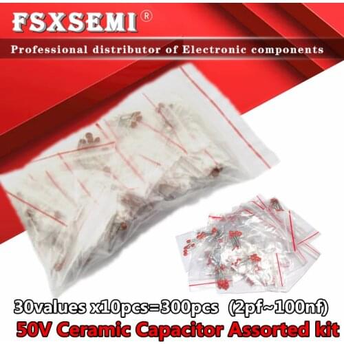 30 valuesX10pcs=300pcs 50V Ceramic Capacitor Assorted kit 2pf~100nf Elektronische Komponenten Paket, keramik kondensator