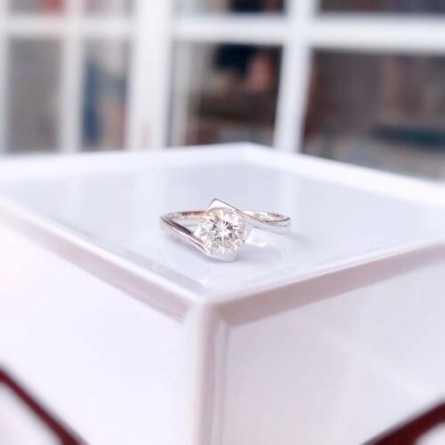 18k White Gold 0.35Carat H color VVS Round Cut Natural Diamond Engagement Ring side Stone 0.536ctw Real Diamond Fine Ring