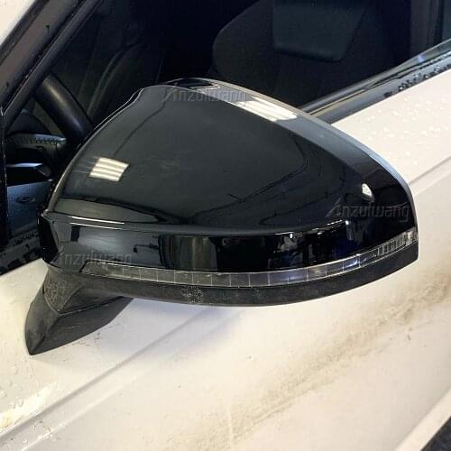 Car Rearview Mirror Caps for Audi A4 S4 B9 A5 S5 Avant Allroad Quattro 2017-2019 Replace Side Mirror Covers Caps Bright black