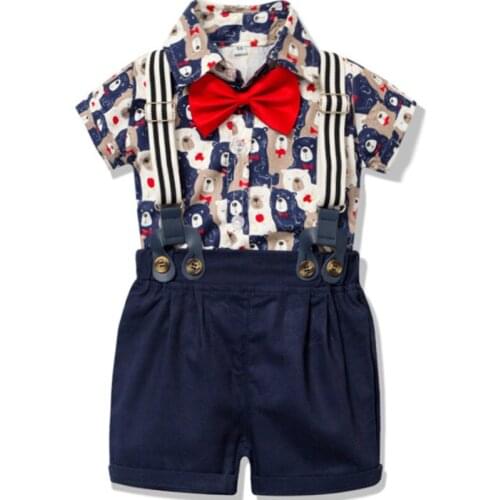 Baby clothes Outfit Costume Suit Newborn Lovely Baby Boys Clothing Set Infant Cartoon Bodysuit+Blet Pant+Tie 3Pcs Boys Outfits