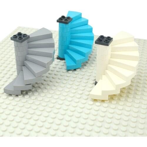 MOC Parts 40244 Assembles Particles DIY Bricks Building Blocks Stairs Spiral Step 40243 Support 1x1x5 1/3 Spiral Staircase Axle