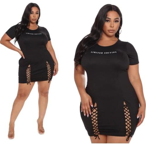 2021 Summer Woman Dresses Plus Size Womens New Arrival Sexy Drawstring Solid Sexy Nightclub Fashion Long-sleeved Tie Dress