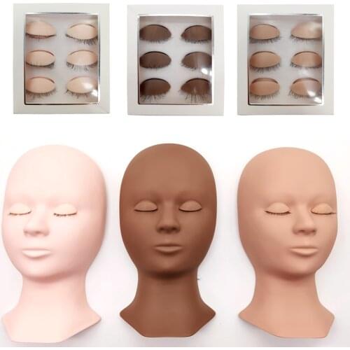 Silicone Mannequin Model Head With Removable Replacement Eyelids Eyelash Extension Training Kit Grafted Lashes Training Tools