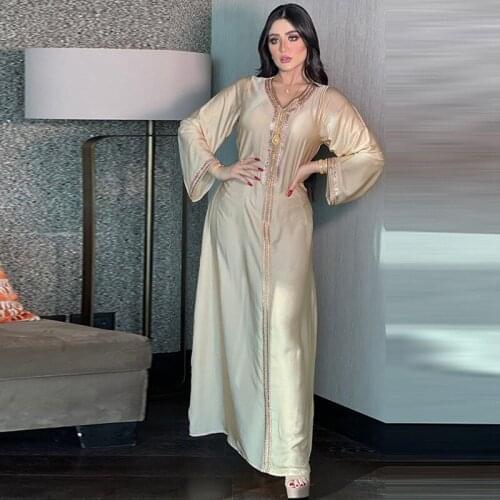 Moroccan Caftan Evening Gowns Muslim Abaya Dubai 2021 Women Flannel Dresses Long Sleeve Pakistani Robe Arabe Islamic Clothing