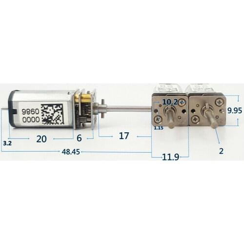 Micro N20 Motor DC 3V 1200RPM Small Mini Reducer Full Metal Gearbox Gear Motor 17mm Long Round Shaft DIY RC Robot Car Toy