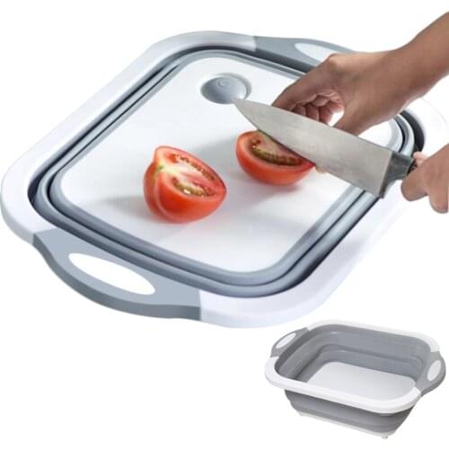 KHGDNOR Folding Cutting Board Multifunctional Drainer Basket 2-in-1Chopping Board Washing Basket