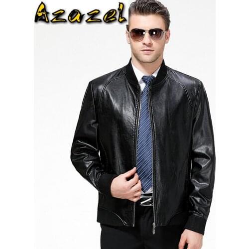 Mens New stand collar Business Casual leather jacket Men Genuine Leather jackets coats Sheep skin men plus size leather clothes