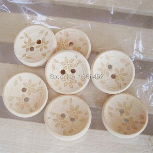 Natural color wooden buttons,50Pcs flower pattern sewing buttons,scrapbooking accessories J-1