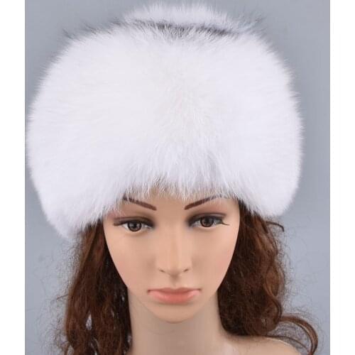 Natural fur hat with tail elegant women winter diamond rabbit fox fashionable stylish fluffy modest warm skull hat