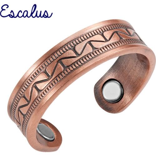 Escalus Ladies Gift Antique Copper Fashion Trendy Magnetic Ring Resizable Female Magnets Women Jewelry Charm Finger Wear