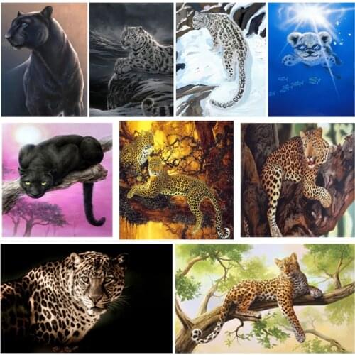 OUYIJIA Art Cartoon Cheetah 5D DIY Diamond Painting Leopard Square Embroidery Mosaic Home Decoration Animal Panther Cross Stitch