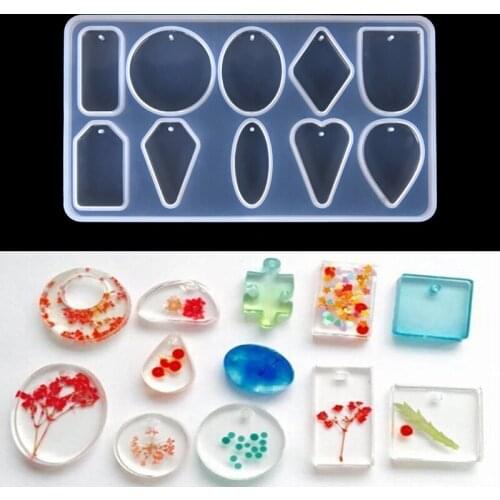 Puzzle Piece Gemstone Necklace Crystal Epoxy Resin Mold DIY Jewelry Pendant Making Tools Epoxy Clear Silicone Mould