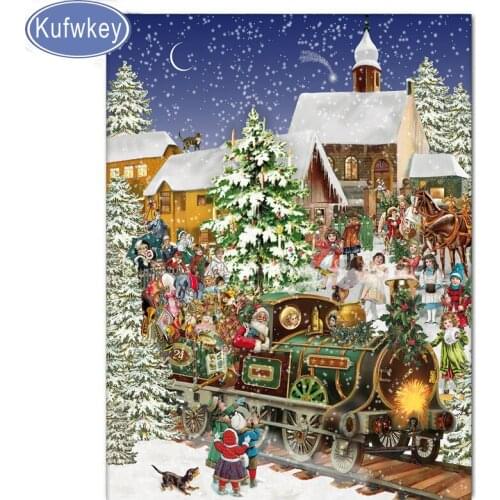 Full Square Diamond embroidery snow house landscape train Diamond mosaic 5D DIY Diamond painting Cross stitch diy craft supply