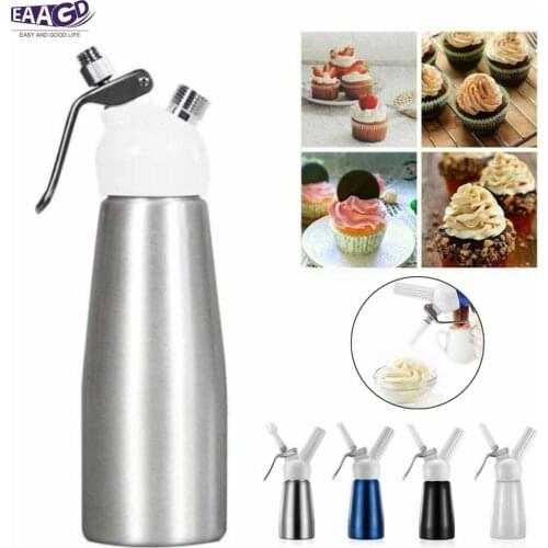 Professional Whipped Cream Dispenser 500ml with 3 Plastic Nozzles and 1 Cleaning Brush, Whipped Cream Maker Whip Cream Canister