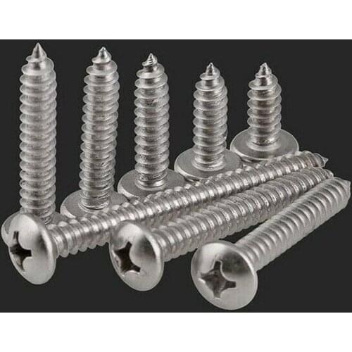 50pcs M3 M4 M5 201 stainless steel cross round head self-tapping screws