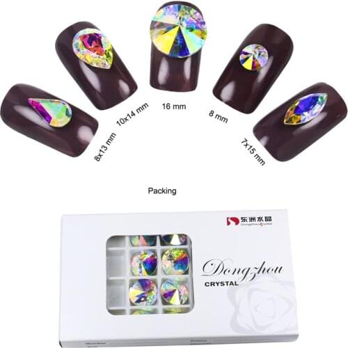 Mix 50pcs Crystal Clear AB Nail Art Rhinestones DIY pointback crystal glass Nail Stones Gems For 3D Nails Art Decorations