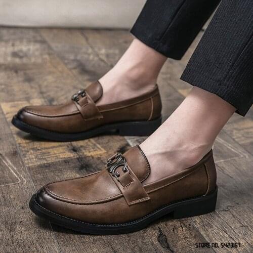 British Vintage Metal Decoration Platform Oxford Shoes For Men Dress Evening Wedding Office Footwear Sapato Social Masculino