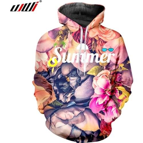 UJWI Hoodies Man/Woman Fashion New 3D Pullover Printing Rose Flower Summer Streetwear Big Size Attire Homme Winter Sweatshirts