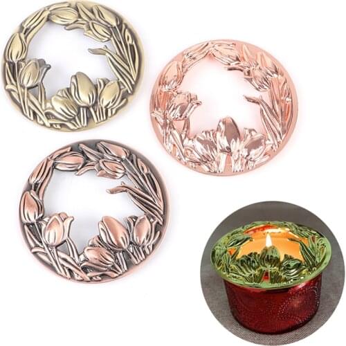 Hollowed Tulip Patterns Jar Candle Topper Cover Accessories Shade Sleeves